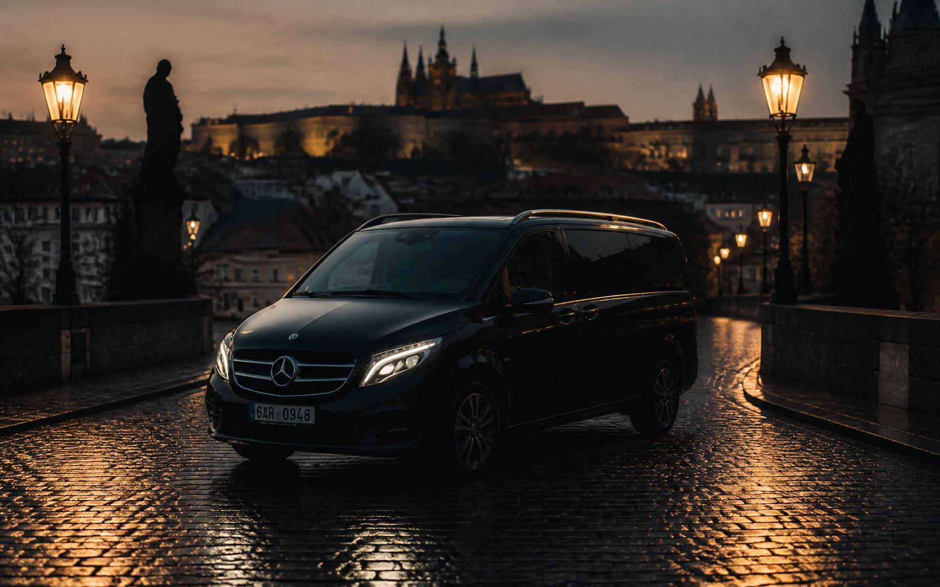 Black Mercedes-Benz V-Class in Prague